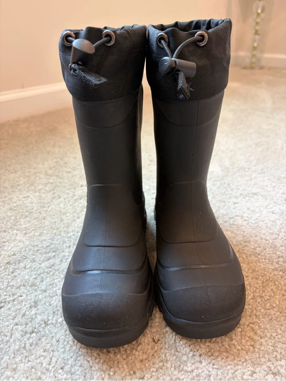 Kids Black Waterproof Pull-Cuff Snow / Rain Winter Boots